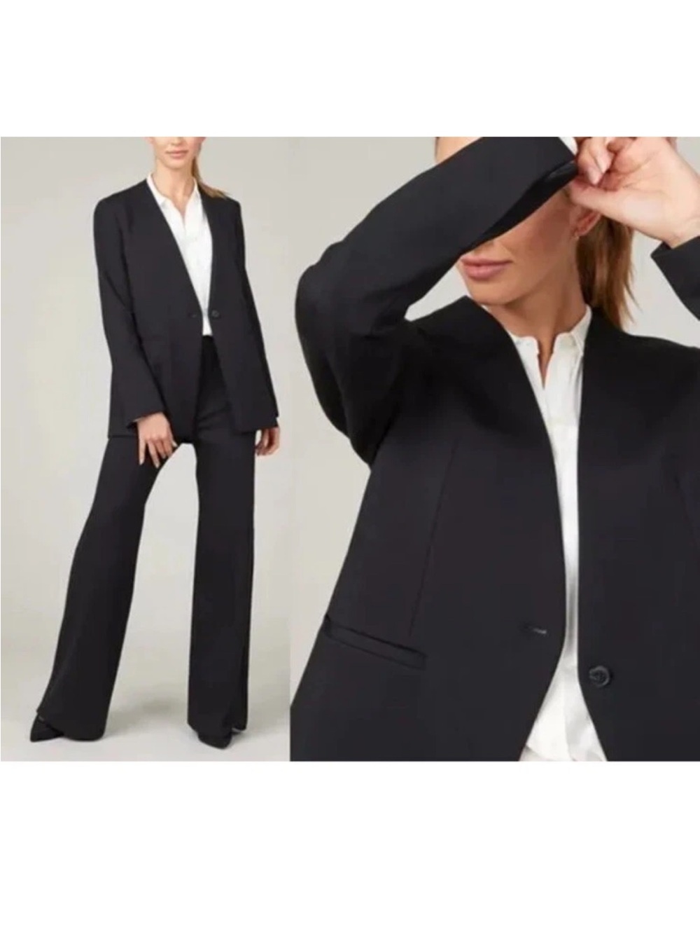 Spanx The Perfect Collarless  Blazer Black One Button Ponte Knit Sz 1X